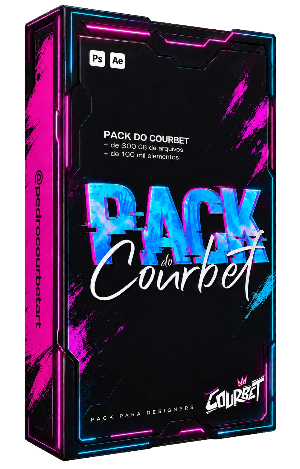 Box vertical do Pack do Courbet com mais de 300 GB e 100 mil elementos